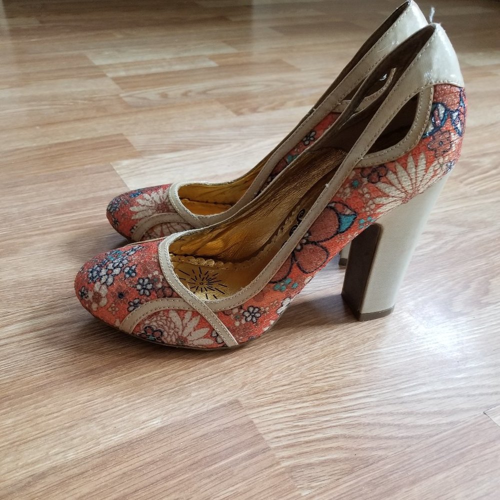 Orange floral Heels